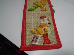 HANDMADE APPLIQUE WORK WALL MAT FROM INDIA FEATURING BIRDS 20″ LONG UNBRANDED