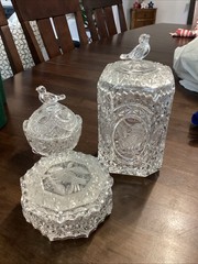 3 Set VTG HOFBAUER BYRDES Crystal Trinket Boxes Bird, W. Germany Mid-late 1900s