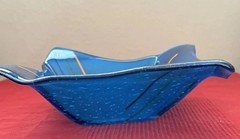 Glass Free Form Handkerchief Bowl MCM Blue Art Glass Vintage