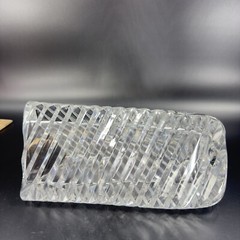 Rogaska Clear Crystal Glass Triangle Ribbed Shaped Vase Large Heavy Glass Optic