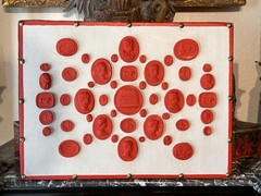 Set of Three Grand Tour Neoclassical Vintage Red Plaster Cast Waxed Intaglio set