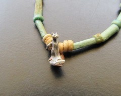 NILE Ancient Egyptian Silver Cat Amulet Mummy Bead Necklace ca 000 BC