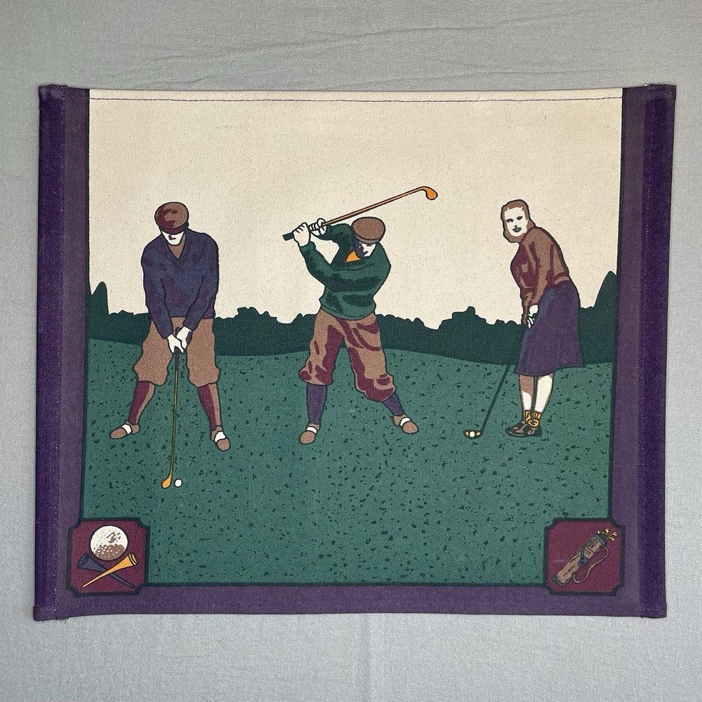 Vintage Golf Decor Canvas Director Chair Seat 15.5×18.5” with Side Dowel Pockets