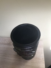 NEW NWOT GOTH BLACK SILVER 2D VAMPIRE BAT RESIN VASE HALLOWEEN DECOR