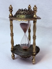 Ornate Antique Metal Glass Sand Hourglass