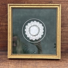 Antique Delicate Handmade White Lace “S” In A Gold Frame Ready to Hang, 10×10”