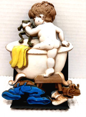 Vintage 1970 Boy with Frog Bathtub Bath Time Sexton Cast Metal Wall Decor USA