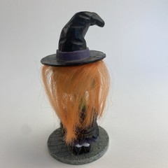Halloween Bobble Head Figurine Witch Figurine & Cauldron Brew Pot Decor
