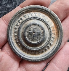 Post Medieval Lead Mount Decorative Metal Detector Find Antique 44mm 44g