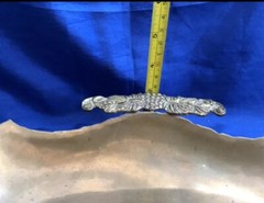 Art Nouveau Style Copper Footed Bowl With Brass Accents Scalloped Edge Vintage