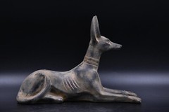 ANCIENT EGYPTIAN ANTIQUITIES UNIQUE EGYPTIAN STATUE ANUBIS GOD FUNERARY RITES
