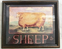 VTG Carousel Unlimited Sheep Framed Wall Art Farmhouse Country Decor Made in USA