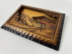 Vintage Hand Carved & Stained Wooden Relief Picture Germany Black Forest