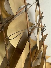 John DeMott Brass Sailboat Clipper Ship Sculpture Signed