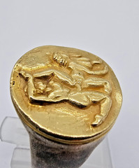 300 BC Ancient Roman Greek High Carat GOLD Silver Ring Erotic Motive Artifact