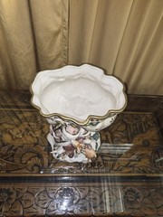 Rare Fitz And Floyd “Snowy Woods Footed Compote” Santa & Animals Centerpiece