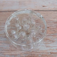 VTG Clear Glass Flower Frog 11 Hole Round 3″ Heavy Floral Stem Holder MCM Solid