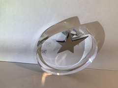 Sale Vintage Maxcrystal Circular Optical Crystal Piece W/ Polished Metal Star