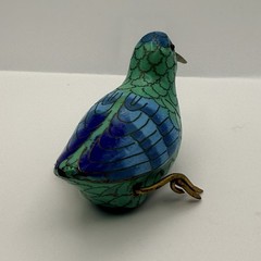 Vintage Cloisonné & Brass Miniature 5” Sandpiper Bird Sculpture Figurine