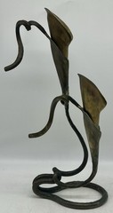Jack Brubaker Signed, Brutalist Calla Lily Candleholders, Flowers