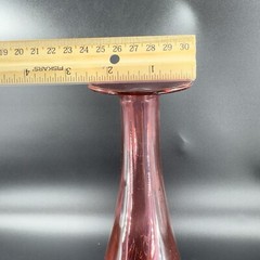 1990s Hand Blown Glass Vase Artist Signed Cranberry Faceted Glass Vase Vintage