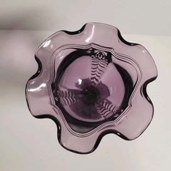 Fenton Amethyst Footed Compote Candy Dish Empress Pattern 1980s Marked