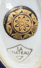VTG La Chateau Porcelain Trinket Dish Metal Bronze Mount Victorian Scene