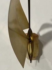 Handcrafted John DeMott Brass Sailboat Seagull Onyx Base Nautical Sculpture 12”