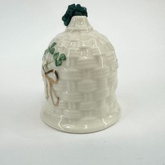 Belleek Ireland Shamrock Basketweave & Gold Bow Bell. Christmas or wedding