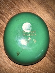 Vintage Austrian Hand-painted Enameled Metal Trinket Dish Signed 3.25” X 2.75”P1