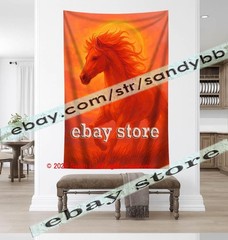 Fire Horse Spirit Tapestry 3D relief look Wall Art fantasy decor 59X82 in
