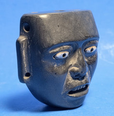 PRE-COLUMBIAN TEOTIHUACAN STONE SKULL WHISTLE PENDANT
