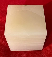 Vintage White Onyx Alabaster Stone Square Display Stand or Base Cube Paperweight