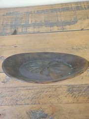 Vintage Long Handle Copper Hearth Pan With Flower 10″ pan 15.5″ handle
