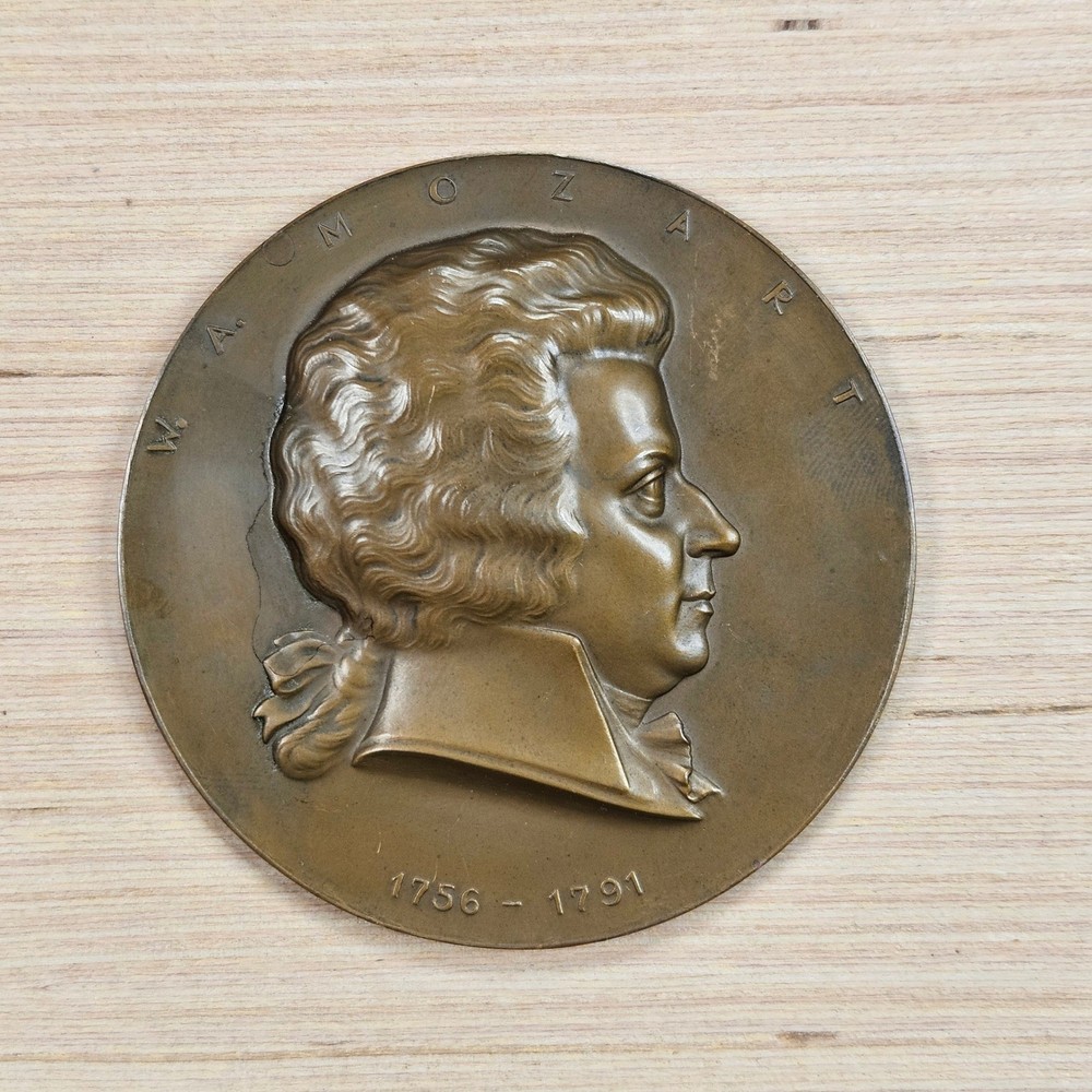 W.A. Mozart Commemorative Bronze Medallion Coin Bronze Brown Profile Relief