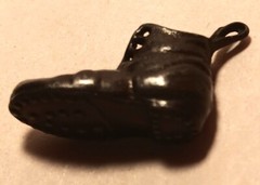 VICTORIAN BOOT charm vtg goth metal black shoe bracelet pendant jewelry