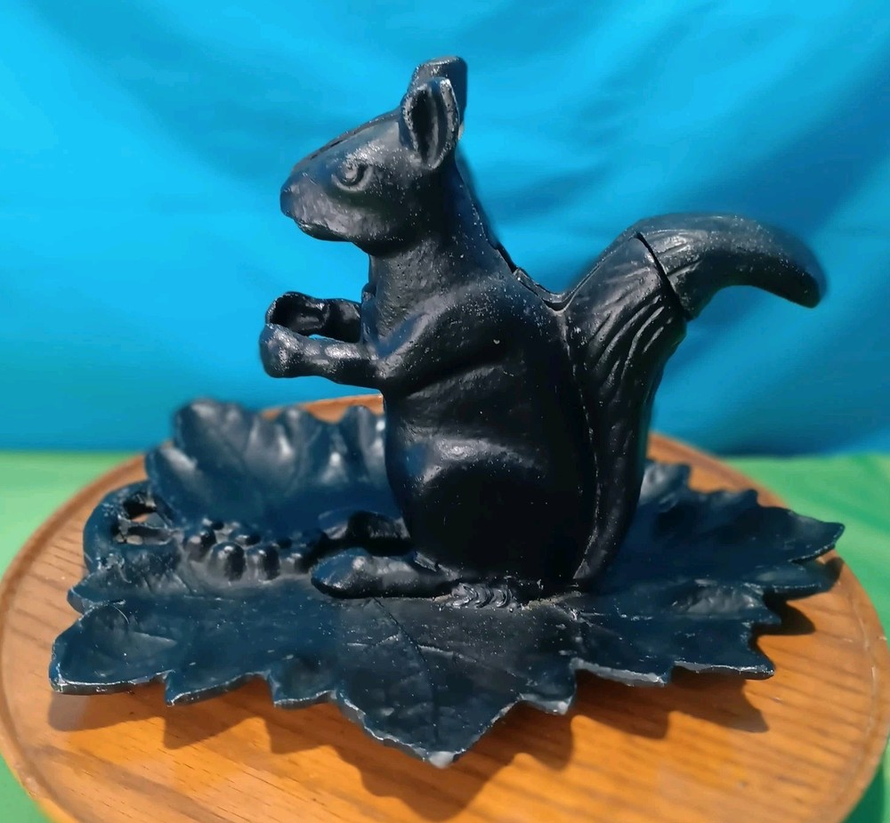Vintage Aluminum Cast Squirrel Collectible Nut Cracker Black