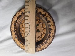 Vintage Wooden Pyrography Mandala Plate Hand Painted Decorative Wall Hanging Art