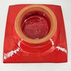 Folk art pottery hand painted platter centerpiece decor bird horses