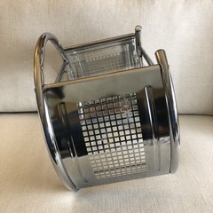 VTG Round Chrome Metal Glass Wall Shelf MCM Mesh Side Bauhaus Eileen Gray Circle