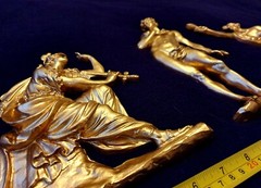 FRENCH ANTIQUE LOUIS XIV GILT DORE RESIN WALL STATUES RELIEF MOULDING DECORATION