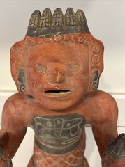 Large Pre-Columbian Replica Clay Ceramic Painted Altarpiece Maize Man God