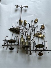 Vtg 1974 ENESCO Imports 3D Metal Wall Decor Art Sculpture Cafe Bar Theme