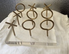 Clear/Gold Acrylic Base Metal Rings & X Decor Display Stand, Decorative