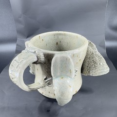 Hand Made Stoneware Pottery Large Heavy Mug Cup 3D Sea Creatures Marked Handle