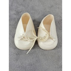 Vintage Unbranded Cream Rubber Plastic Baby Shoes Lace Up Booties Decor 3 Inch