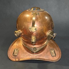 Vintage Copper & Brass Diving Helmet | Nautical | Rolex Submariner Display | 7″