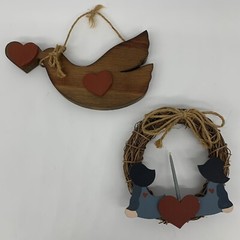 VTG Country Folk Wall Décor Set – Hearts, Dove, Wreath, Baskets (5 Pc)