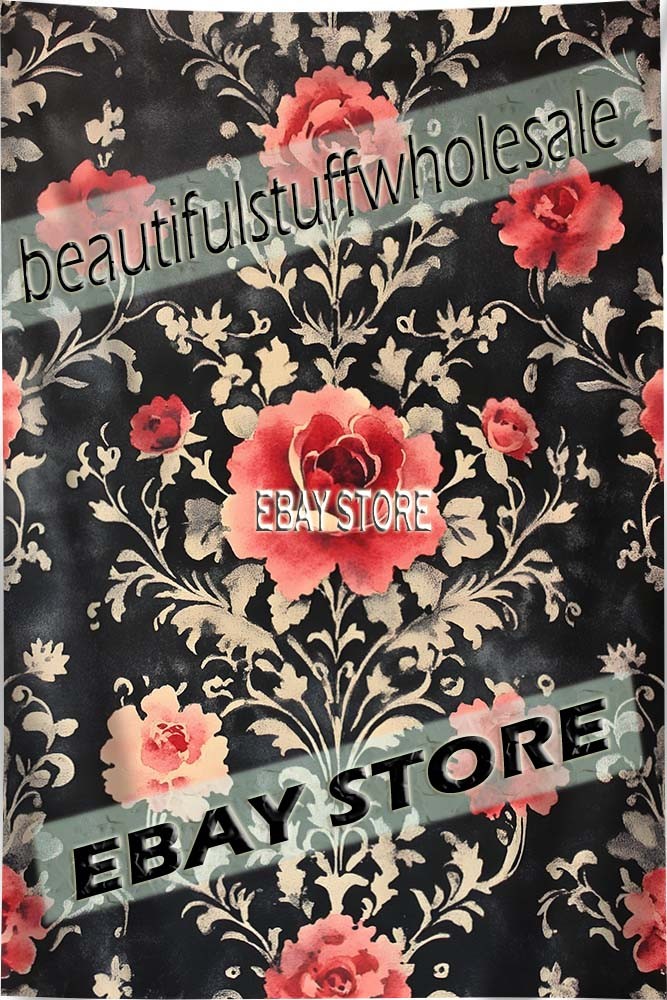 Gothic Wall Tapestry Crimson Rose Regal luxurious ornate bloom 59X82 in