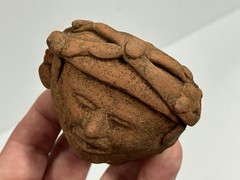 AMAZING LARGE PRE-COLUMBIAN HUMAN HEAD EFFIGY POTTERY BOTTLE / JAR, MEXICO
